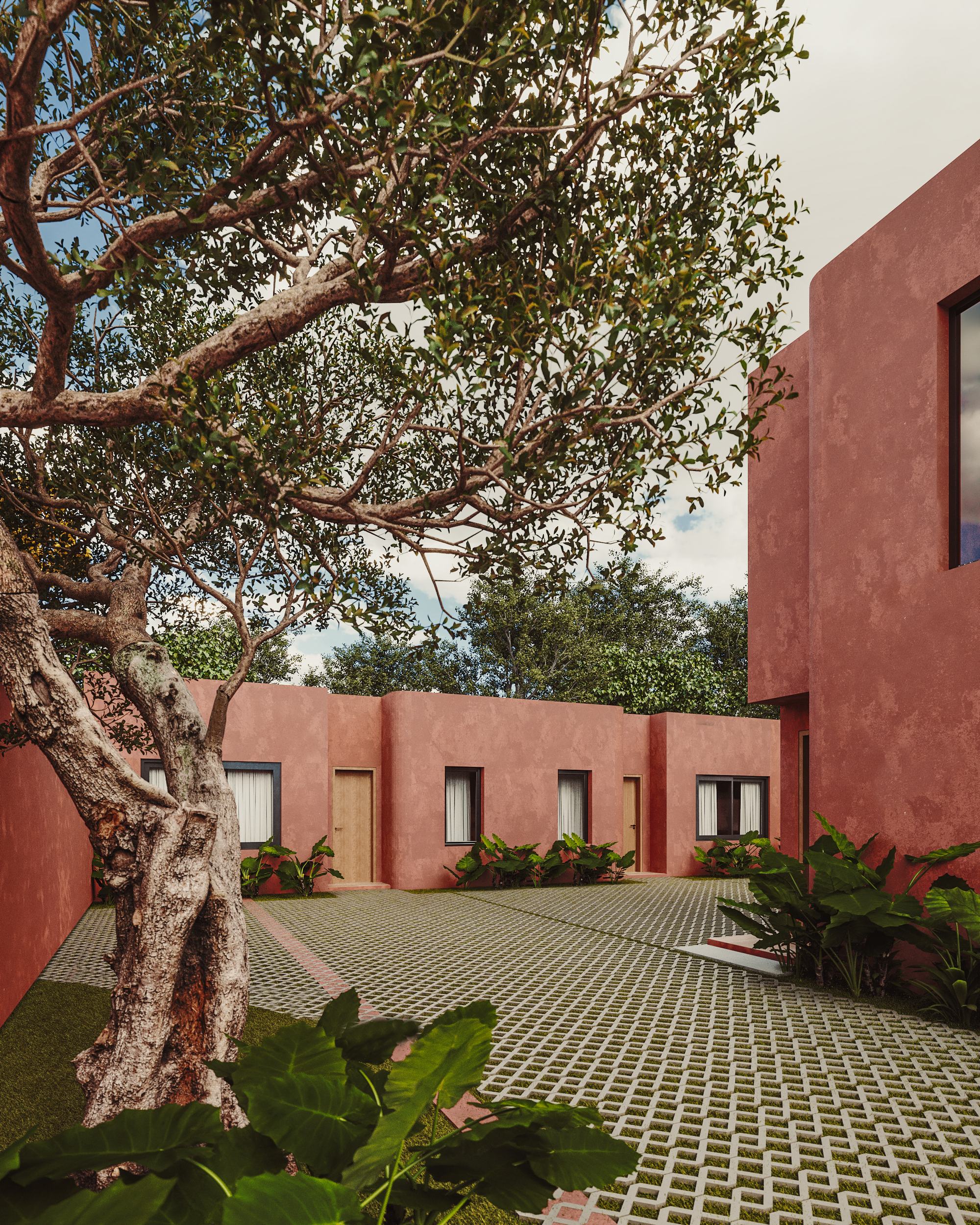 Ingreso y jardines